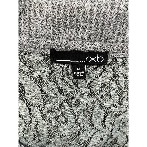 rxb Green Long Sleeve Crew Neck Lace Thermal Flowy Sweater Medium - Picture 3 of 8